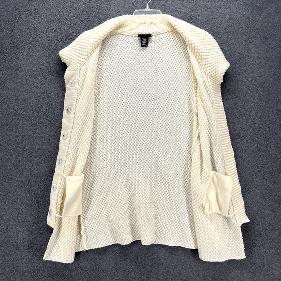Apostrophe Cardigan Womens XL Beige Knit Sweater Sleeveless snap button pockets‎ - Picture 11 of 16